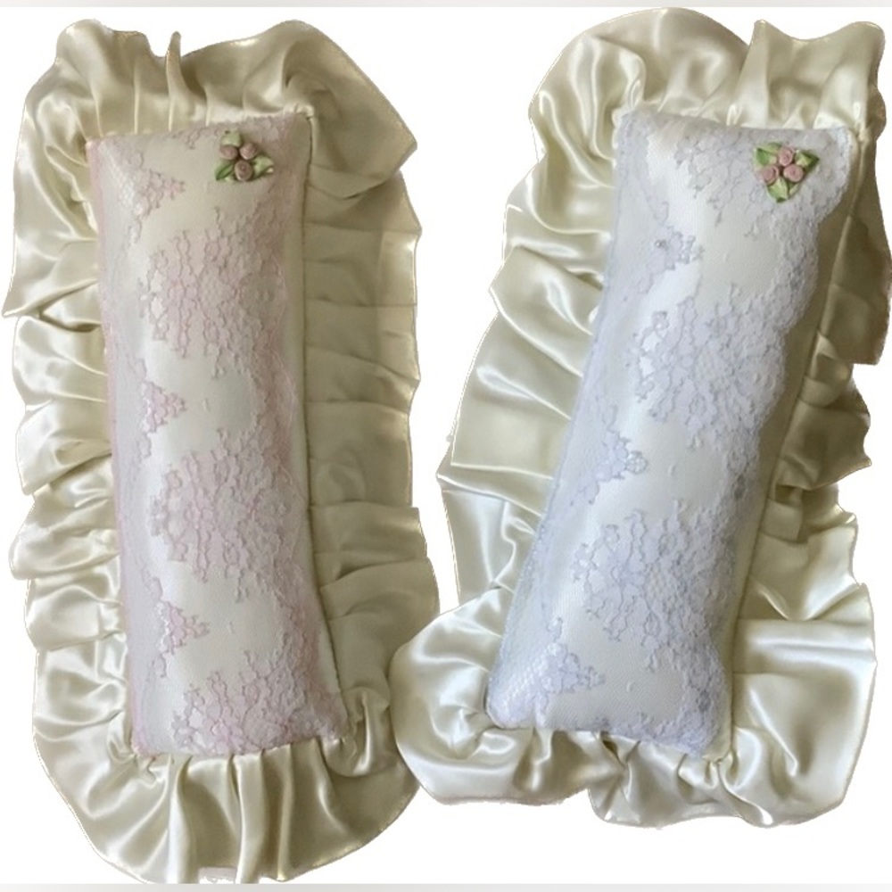 Vintage satin ring bearer cushions (pair)